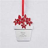 Engraved Poinsettia Enamel & Metal Ornament   - 51326