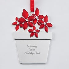 Engraved Poinsettia Enamel & Metal Ornament   - 51326