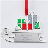 Engraved Silver Sled with Presents Metal Ornament  - 51327