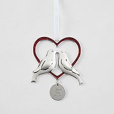 Engraved Love Birds Heart Ornament    - 51329
