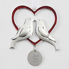 Engraved Love Birds Heart Ornament    - 51329