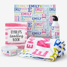 Personalized Girls Gift Set for Kids - Trendy Repeating Name - 51835
