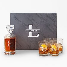 Whiskey Glass & Decanter Personalized Gift Set - Lavish Last Name  - 51957