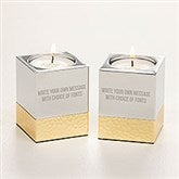 Personalized Engraved Silver & Gold Hammered Metal Candle Holders - 52072