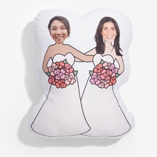 Wedding Personalized Photo Bride and Bride Character Throw Pillow - 52204