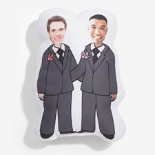 Wedding Personalized Photo Groom and Groom Character Throw Pillow - 52205