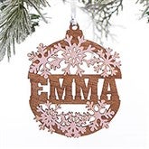 Kittenish Engraved Wood Snowflake Ornament  - 52236