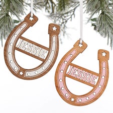 Engraved Wood Horseshoe Ornament by Jessie James Decker - 52502