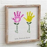 Kids Handprint Art Personalized Barnwood Frame Wall Art  - 52592