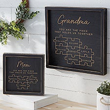 Her Puzzle Pieces Personalized Family Barnwood Frame Wall Art  - 52601