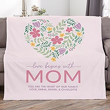 Love Begins With Mom Personalized Blankets - 52626