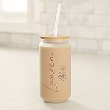 Traced Blooms Personalized Iced Coffee Tumbler  - 52889