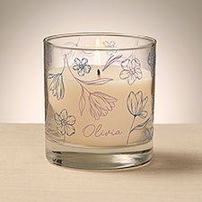 Traced Blooms Personalized 8oz Glass Candle  - 52890