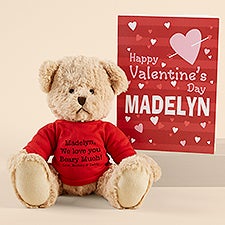 Valentine Teddy Bear and Coloring Book Personalized Gift Bundle  - 53024