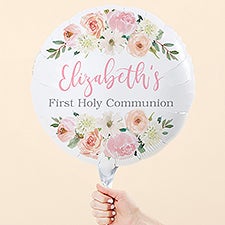 Floral First Communion Personalized 18" Foil Balloon - 53255