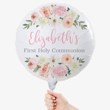Floral First Communion Personalized 18" Foil Balloon - 53255