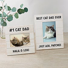 Cat Dad Personalized Shiplap Picture Frame - 53295