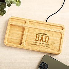 Five Star Dad Engraved Bamboo Charging Valet Tray - 53296