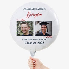  Then & Now Graduate Personalized 18" Foil Photo Balloon - 53361