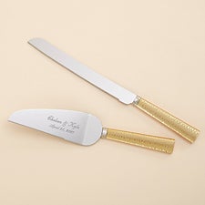 Engraved Gold Hammered Cake Server Set by Jessie James Decker - 53470
