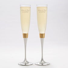 tched Gold Hammered Champagne Flute Set by Jessie James Decker - 53471
