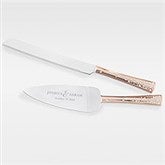 Kittenish Engraved Rose Gold Wedding Cake Knife & Server Set    - 53473