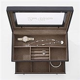 Engraved Vegan Leather Jewelry Box with Drawer   - 53599