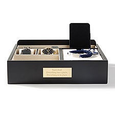 Engraved Black Wooden Valet Organization Tray - 53610