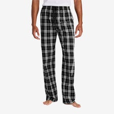 Classic Comfort Embroidered Black and White Flannel Pants - 53875
