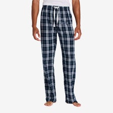  Classic Comfort Embroidered Navy and White Flannel Pants - 53877
