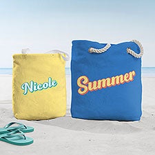 Retro Summer Personalized Terry Cloth Beach Bags - 53942