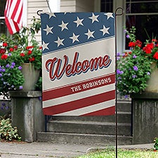 Red, White & Welcome Personalized Garden Flag - 54049