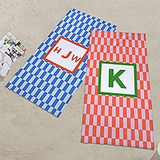 Bright Checkered Monogram Personalized Beach Towel - 54254
