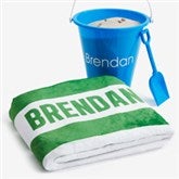 Personalized Blue Sand Pail & Beach Towel Gift Bundle - 54273