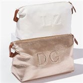 Trapunto Embroidered Vegan Leather Make Up Bags - 54372