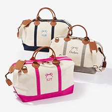 Darling Bow Embroidered Canvas Duffel Bag - 54437