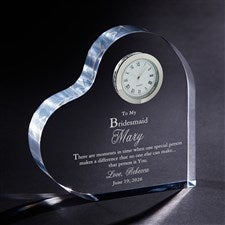 Personalized Bridesmaids Gifts - Engraved Heart Clock - 5450