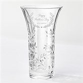 Vera Wang Engraved Flourishing Blooms Crystal Leaf Vase  - 54588