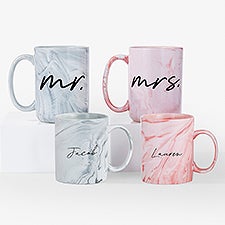 Mr. & Mrs. Personalized Marble Ceramic Mug - 54647