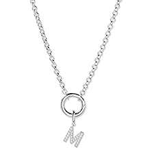 Custom Personalized Silver Initial Charm Necklace - 54677D