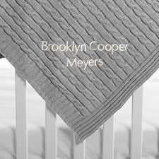 Embroidered Cable Knit Baby Blanket in Gray - 30x40"     - 54898