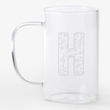 Pattern Initial Engraved 18oz Glass Mug  - 54927
