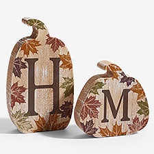 Initial Monogram Personalized Wooden Pumpkin  - 54943