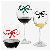Christmas Bow Personalized Wine Glass Collection  - 54969