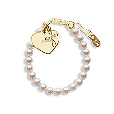 Engraved Baby and Child's Baptism 14K Gold/Sterling Beaded Bracelet   - 55033