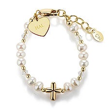 Engraved Children's First Communion 14K Gold/Sterling Bracelet - 55034