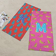 Animal Print Initial Personalized Beach Towel - 55065