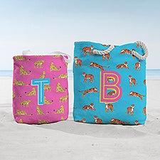 Animal Print Initial Personalized Terry Cloth Beach Bag - 55066