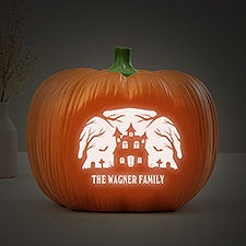 Haunted House Personalized Light Up Resin Pumpkin  - 55084