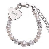 Engraved Baptism to Bride Sterling Silver Beaded Bracelet  - 55096